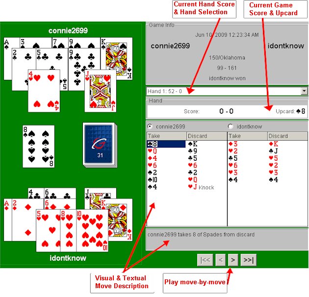 Gin Rummy Game Viewer - Example